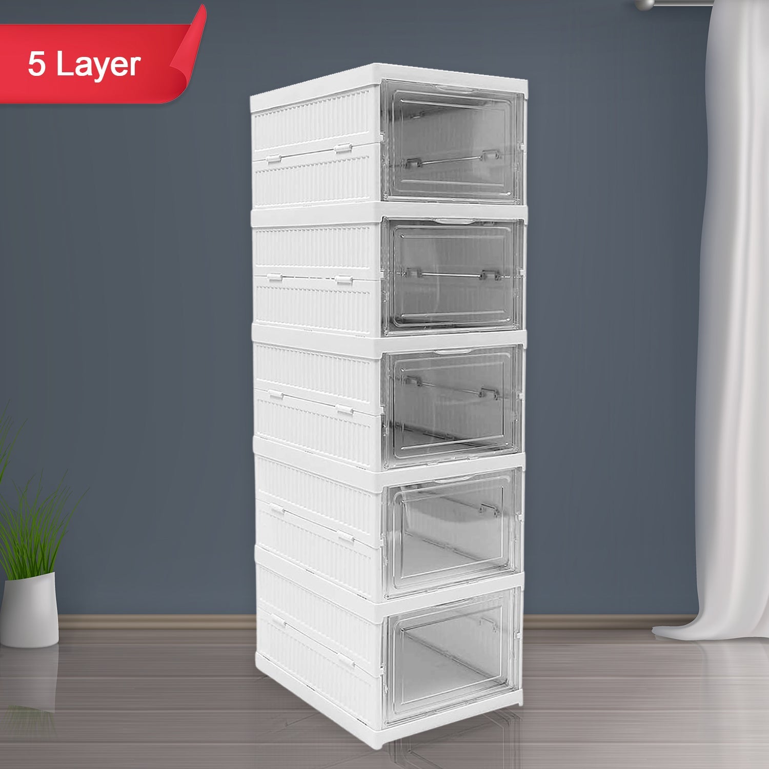 Stackable Multifunctional Storage, for Clothes Foldable Drawer Shelf Basket Utility Cart Rack Storage Organizer Cart for Kitchen, Pantry Closet, Bedroom, Bathroom, Laundry (2, 3, 4, 5, 6 / Layer 1 Pc) Stackable Multifunctional Storage, for Clothes Foldable Drawer Shelf Basket Utility Cart Rack Storage Organizer Cart for Kitchen, Pantry Closet, Bedroom, Bathroom, Laundry (2, 3, 4, 5, 6 / Layer 1 Pc)